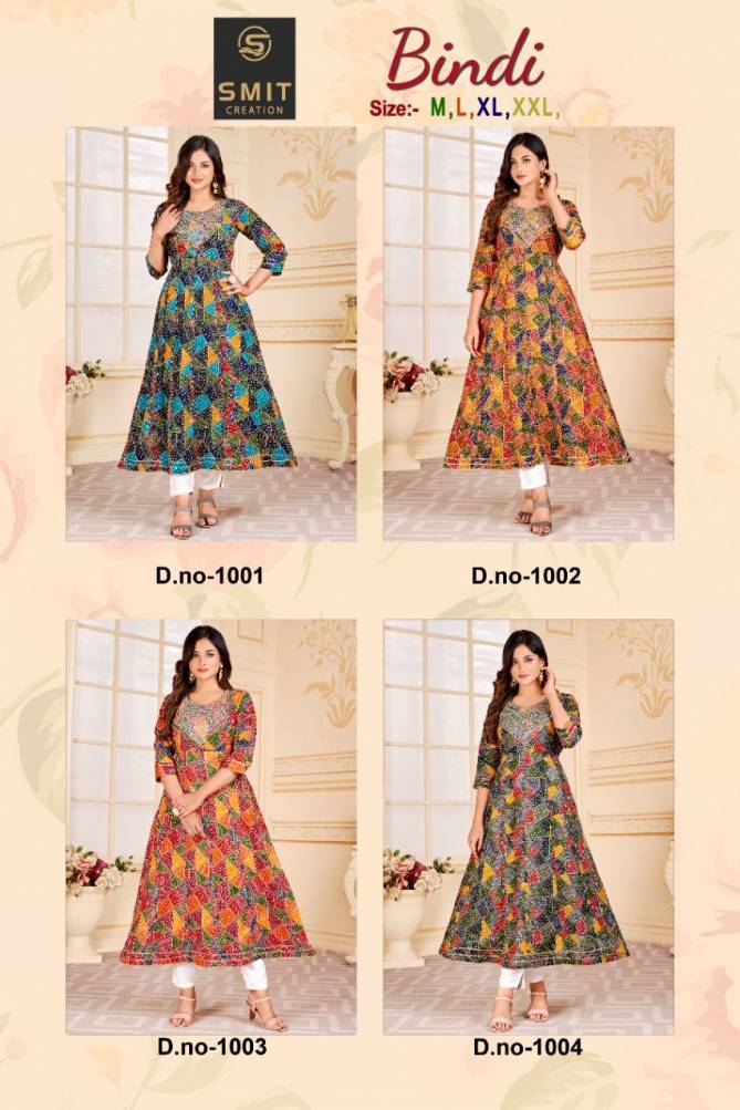 Smit Bindi Gown Fancy Ethnic Wear Wholesale Cotton Printed Kurtis